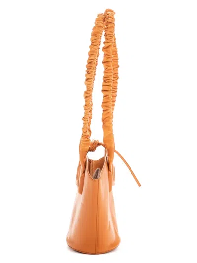 Pre-owned Bottega Veneta Gathered-straps Bucket Bag In Orange