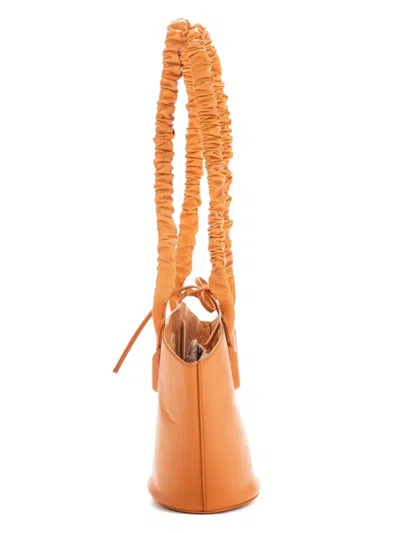 Pre-owned Bottega Veneta Gathered-straps Bucket Bag In Orange