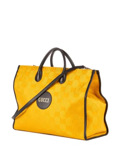 Pre-owned Gucci Monogram-pattern Tote Bag In Yellow