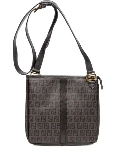 Pre-owned Fendi Ff-pattern Shoulder Bag In Brown