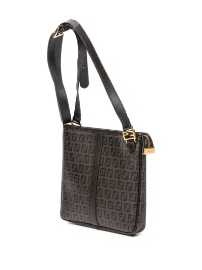 Pre-owned Fendi Ff-pattern Shoulder Bag In Brown