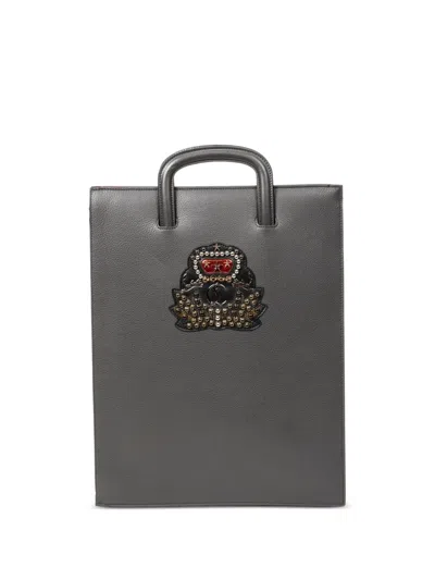 Pre-owned Christian Louboutin Embellished Tote Bag In Gray