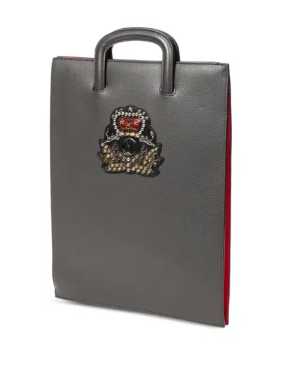 Pre-owned Christian Louboutin Embellished Tote Bag In Gray