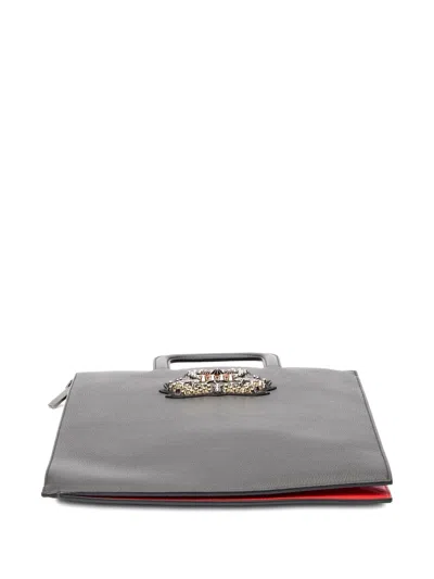 Pre-owned Christian Louboutin Embellished Tote Bag In Gray