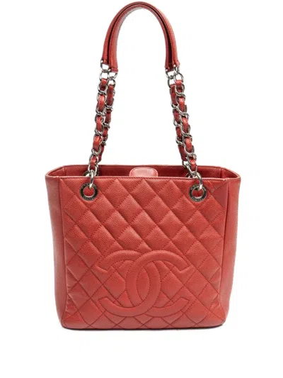 Pre-owned Chanel 2011 Petite Shopping Tote Bag In Red