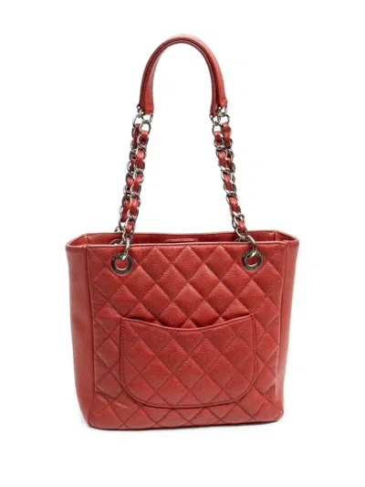 Pre-owned Chanel 2011 Petite Shopping Tote Bag In Red