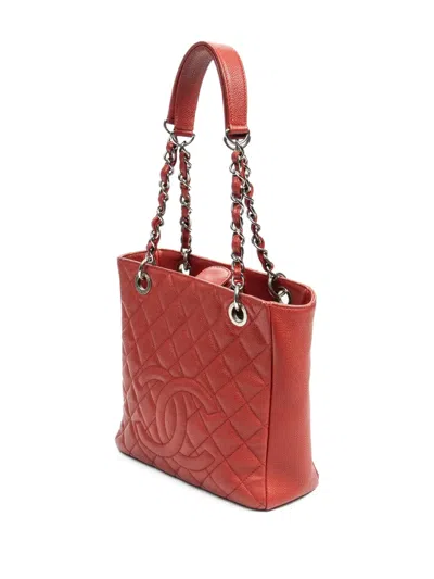 Pre-owned Chanel 2011 Petite Shopping Tote Bag In Red