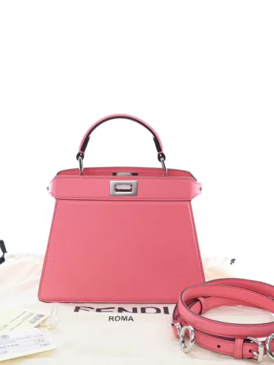 Pre-owned Fendi 2010-2025 Petite Leather Peekaboo Iseeu Satchel In Pink