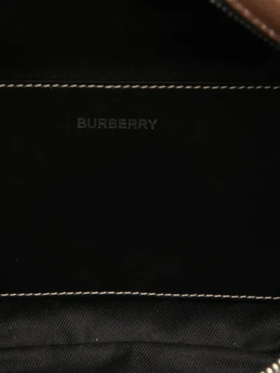 Pre-owned Burberry 2018-2025 Geometric Check Coated Canvas Bum Bag Belt Bag In Brown