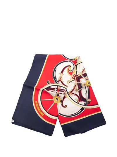 Pre-owned Hermes 20th Century Washingtons Carriage Silk Scarf 90 Scarves In Red