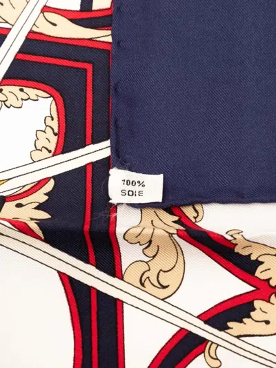 Pre-owned Hermes 20th Century Washingtons Carriage Silk Scarf 90 Scarves In Red