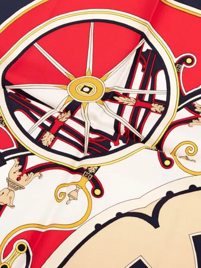 Pre-owned Hermes 20th Century Washingtons Carriage Silk Scarf 90 Scarves In Red