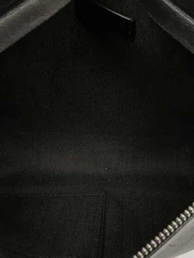 Pre-owned Loewe 2016 Leather Logo T Pouch Clutch Bag In Black