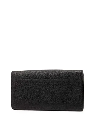 Pre-owned Louis Vuitton 2021-2025 Monogram Empreinte Sarah Wallet Long Wallets In Black