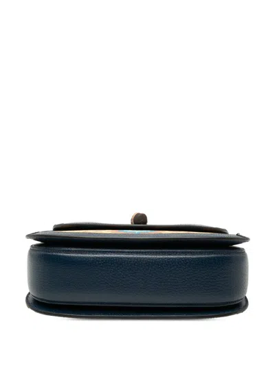 Pre-owned Gucci 2016-2025 100th Anniversary Medium Gg Coated Canvas Kaleidoscope 1947 Bamboo Top Handle Bag Satchel In Blue