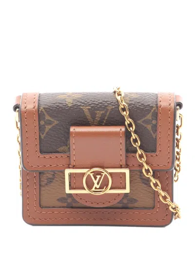 Pre-owned Louis Vuitton 2020 Monogram Reverse Micro Dauphine Crossbody Bag In Brown