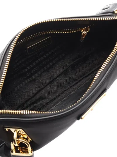 Pre-owned Prada 2013-2025 Small Leather And Tessuto Crossbody Bag In Black