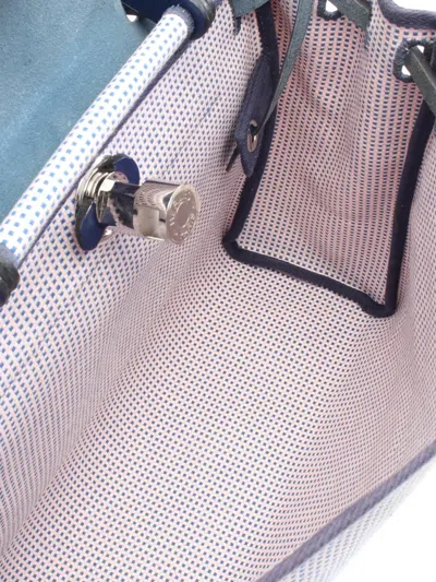 Pre-owned Hermes 2021 Toile Quadrille Vache Herbag Zip 31 Satchel In Blue