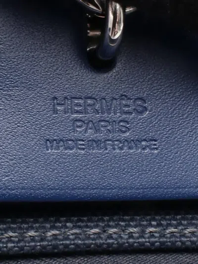 Pre-owned Hermes 2021 Toile Quadrille Vache Herbag Zip 31 Satchel In Blue