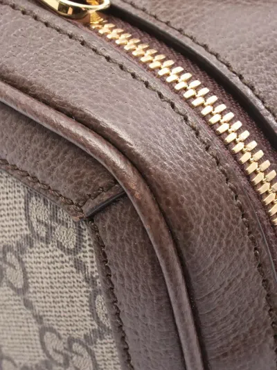 Pre-owned Gucci 2016-2025 Mini Gg Supreme Ophidia Top Handle Satchel In Brown