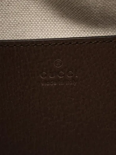 Pre-owned Gucci 2016-2025 Mini Gg Supreme Ophidia Top Handle Satchel In Brown