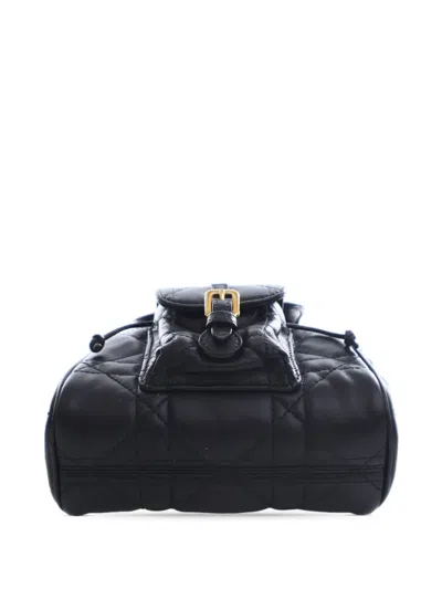 Pre-owned Dior 2024 Small Lambskin Macrocannage Caro Backpack In Black