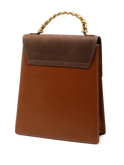 Pre-owned Loewe 20th Century Leather Velazquez Twist Top Handle Bag Satchel In Brown