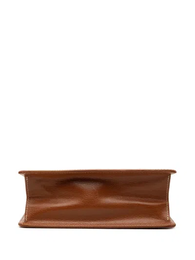 Pre-owned Loewe 20th Century Leather Velazquez Twist Top Handle Bag Satchel In Brown