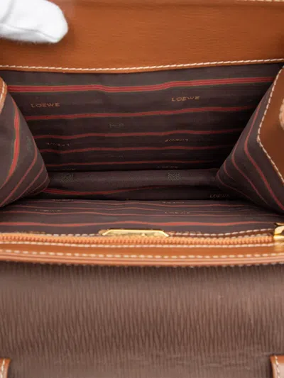 Pre-owned Loewe 20th Century Leather Velazquez Twist Top Handle Bag Satchel In Brown