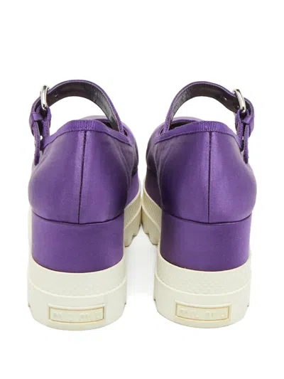 Pre-owned Miu Miu Mary Jane Platform Pumps In Purple