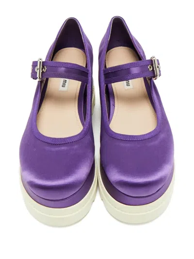 Pre-owned Miu Miu Mary Jane Platform Pumps In Purple