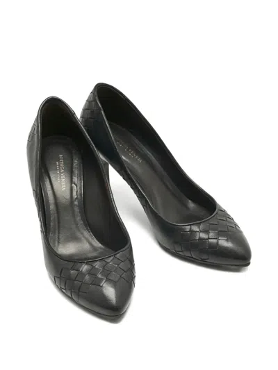 Pre-owned Bottega Veneta Intrecciato Weave Pointed Pumps In Black