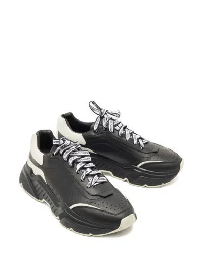 Pre-owned Dolce & Gabbana Daymaster Leather Sneakers In Black