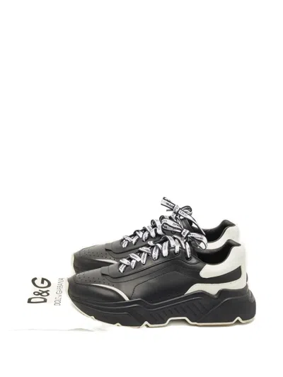 Pre-owned Dolce & Gabbana Daymaster Leather Sneakers In Black