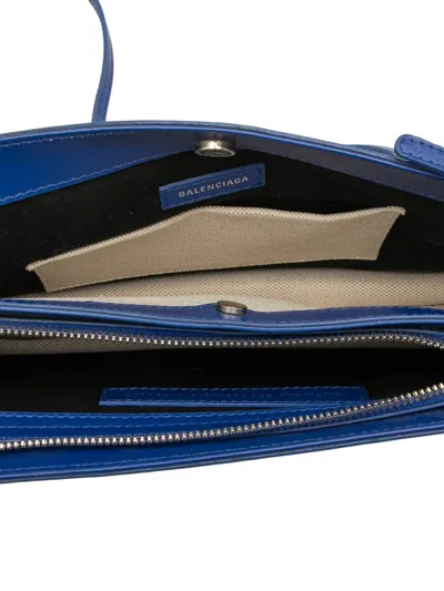 Pre-owned Balenciaga 2018 Canvas Navy Pochette Crossbody Bag In Brown