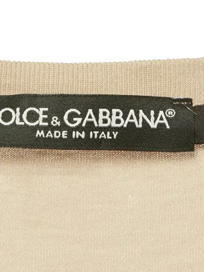 Pre-owned Dolce & Gabbana Logo-embroidered T-shirt In Neutral