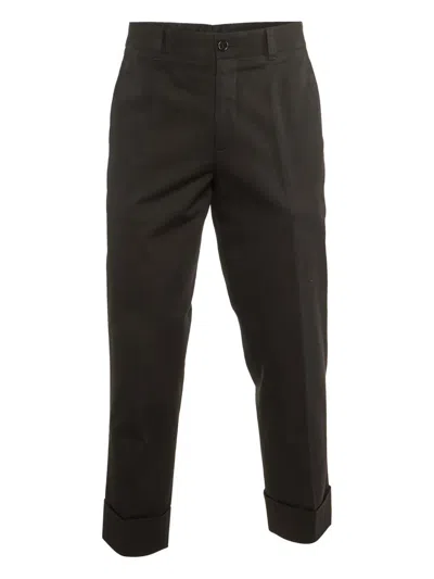 Pre-owned Dior Cotton Cuffed Trousers In Black