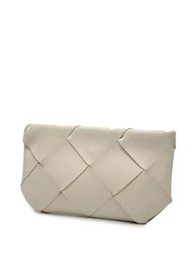 Pre-owned Bottega Veneta 2012-2025 Nappa Maxi Intrecciato Blown Up Pouch Clutch Bag In White