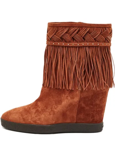 Pre-owned Le Silla Fringed Suede Boots In Brown