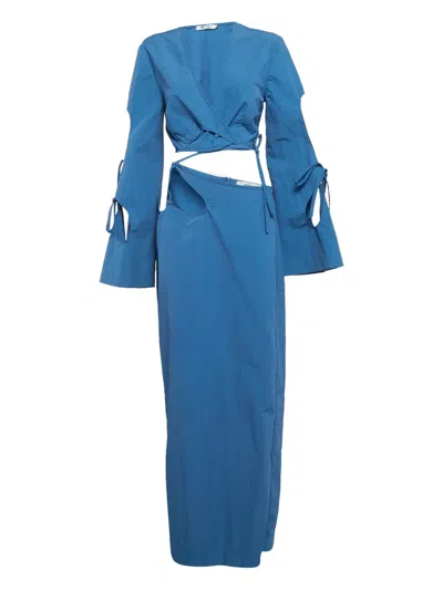 Pre-owned Christopher Esber Tie-up Long-sleeve Skirt Set In Blue