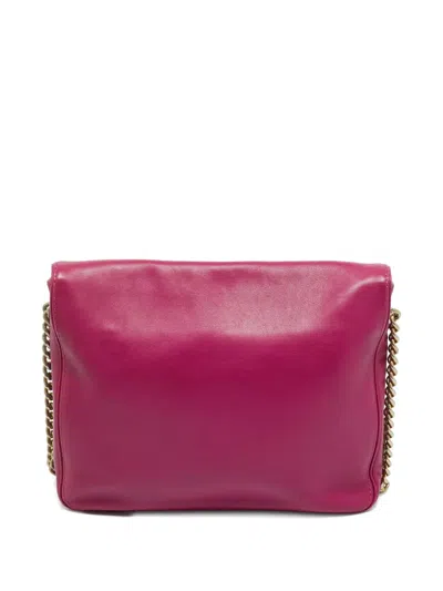 Pre-owned Carolina Herrera Vintage Flap Leather Cross Body Bag In Pink