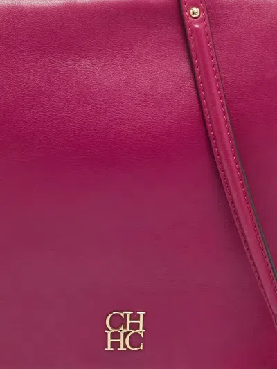 Pre-owned Carolina Herrera Vintage Flap Leather Cross Body Bag In Pink