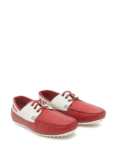 Pre-owned Tod's Two-tone Leather Boat Shoes In Red
