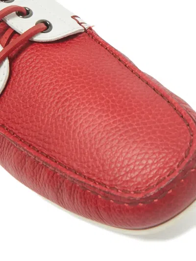Pre-owned Tod's Two-tone Leather Boat Shoes In Red