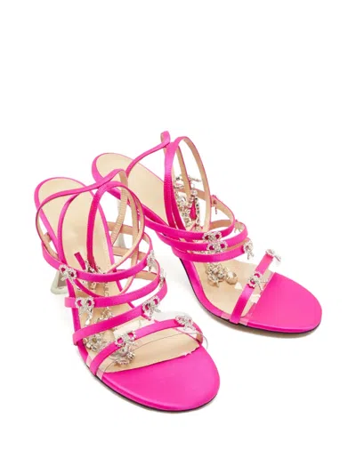 Pre-owned Mach&mach Camille Crystal-bow Sandals In Pink