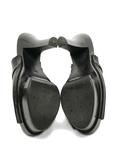 Pre-owned Versace Medusa Leather Platform Sandals In Black