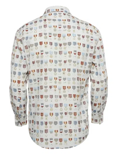 Pre-owned Hermes Medal-print Button-down Shirt In White