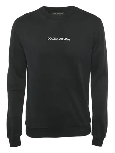 Pre-owned Dolce & Gabbana Logo-embroidered Sweatshirt In Black
