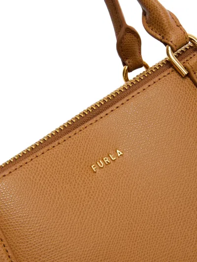 Furla Boston Leather Tote Bag In Brown