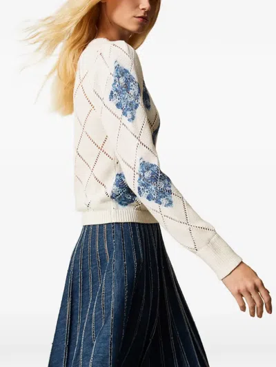 Twinset Pleated Denim Skirt In Animal Print